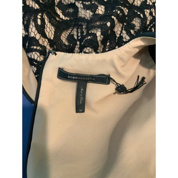 BCBG Max Azria Black Tan Floral Lace Sleeveless Dalia Mini Dress, Size 2 - Picture 5 of 5